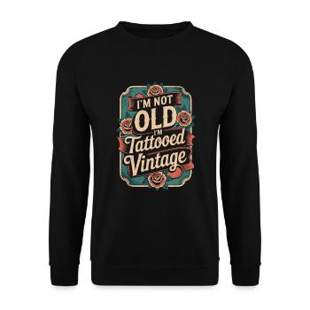 Seniors with tattoos proudly aging, - Unisex Sweatshirt - black - Front - Alina (178cm) & Michal (187cm)