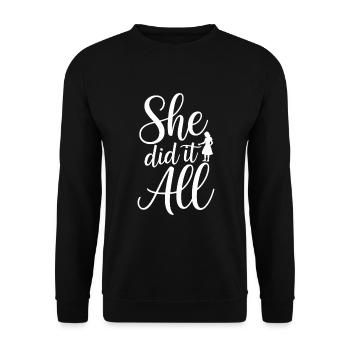 Aufgewachsen Von Einer Königin, Alleinerziehende - Unisex Pullover - Schwarz - Vorne - Alina (178cm) & Michal (187cm)