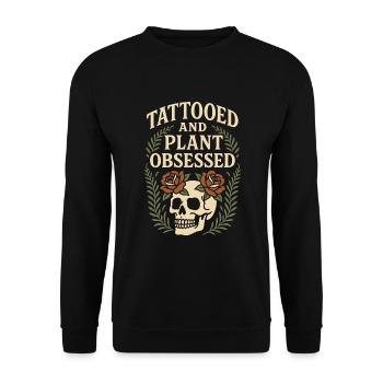 Tattooed plant lover plant mom - Unisex Sweatshirt - black - Front - Alina (178cm) & Michal (187cm)