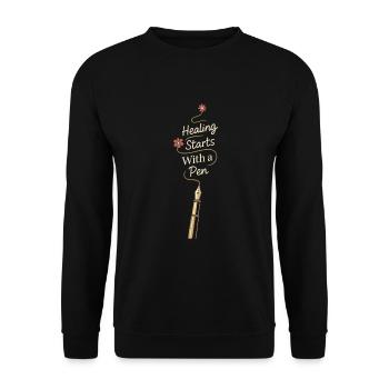 Dankbarkeitspraxis Journalliebhaber Emotional - Unisex Pullover - Schwarz - Vorne - Alina (178cm) & Michal (187cm)