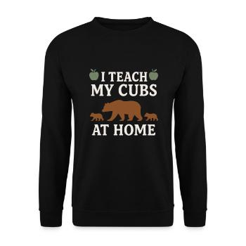 Homeschool Mom Mama Bear Homeschooling Geschenk - Unisex Pullover - Schwarz - Vorne - Alina (178cm) & Michal (187cm)