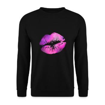 Lippen - Unisex Pullover - Schwarz - Vorne - Alina (178cm) & Michal (187cm)