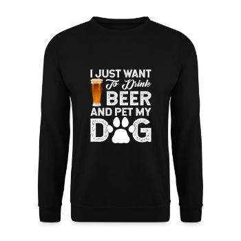 ICH MÖCHTE NUR BIER TRINKEN UND MEINEN HUND STREICHELN - Unisex Pullover - Schwarz - Vorne - Alina (178cm) & Michal (187cm)