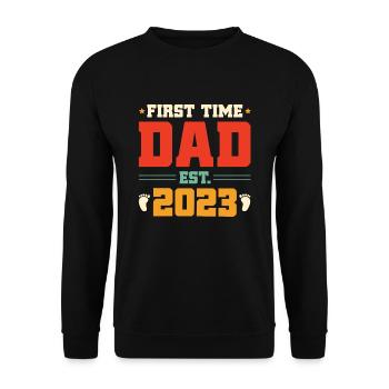 First Time Dad Est 2023 T Shirt Design 1 - Sweat-shirt Unisexe - noir - Devant - Alina (178cm) & Michal (187cm)