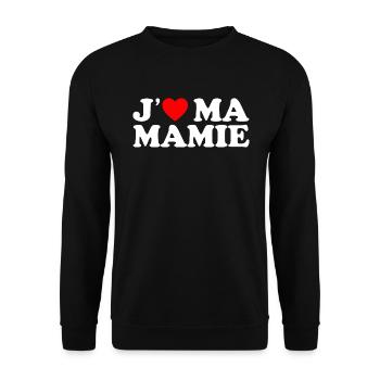 J'aime Ma Mamie Cadeau Grand-mère Coeur Rouge - Sweat-shirt Unisexe - noir - Devant - Alina (178cm) & Michal (187cm)