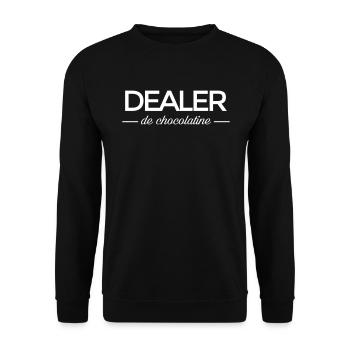 DEALER de chocolatine - Sweat-shirt Unisexe - noir - Devant - Alina (178cm) & Michal (187cm)