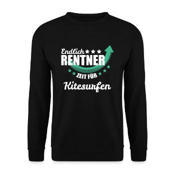 Endlich Rentner - Zeit für Kitesurfen - Unisex Pullover - Schwarz - Vorne - Alina (178cm) & Michal (187cm)