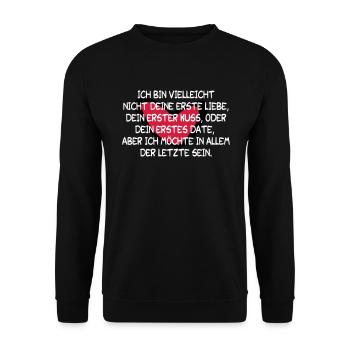 Liebeserklärung (ER) zum Valentinstag Geschenkidee - Unisex Pullover - Schwarz - Vorne - Alina (178cm) & Michal (187cm)