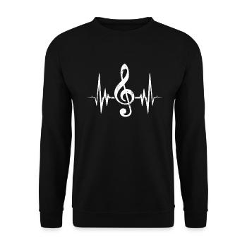 Notenschlüssel Herzschlag Musik EKG - Unisex Pullover - Schwarz - Vorne - Alina (178cm) & Michal (187cm)