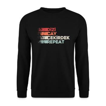 Dizi Cay Cekirdek Repeat Turkish sayings funny - Unisex Sweatshirt - black - Front - Alina (178cm) & Michal (187cm)