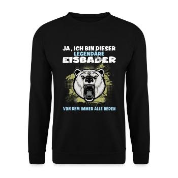 eisbaden legendärer eisbader kneipp kryotherapie - Unisex Pullover - Schwarz - Vorne - Alina (178cm) & Michal (187cm)