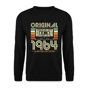 Original 1964 Jahrgang Vintage Geburtstag Retro - Unisex Pullover - Schwarz - Vorne - Alina (178cm) & Michal (187cm)