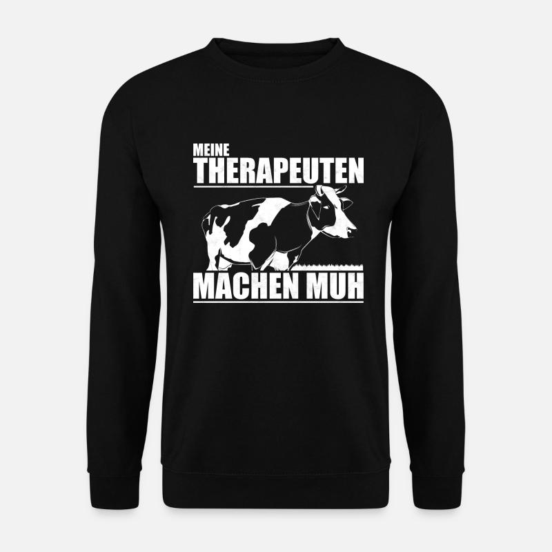 Landwirt Bauer Kuh Therapie - Unisex Pullover - Schwarz