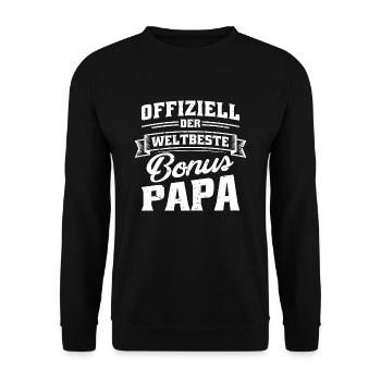 Offiziell der weltbeste Bonus Papa - Unisex Pullover - Schwarz - Vorne - Alina (178cm) & Michal (187cm)