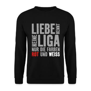 2. LIGA LIEBE KENNT KEINE LIGA - Unisex Pullover - Schwarz - Vorne - Alina (178cm) & Michal (187cm)