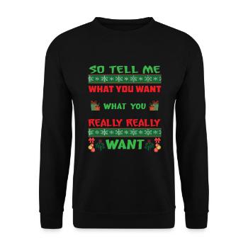 Weihnachten So tell me what you want - Unisex Pullover - Schwarz - Vorne - Alina (178cm) & Michal (187cm)