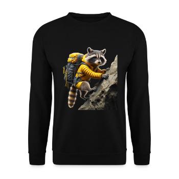 Mountaineering raccoon for hikers and mountaineering fans - Unisex Sweatshirt - black - Front - Alina (178cm) & Michal (187cm)