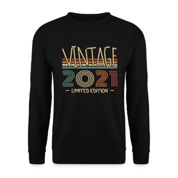 Jahrgang 2021 Retro 2021 Geburtstagsgeschenk - Unisex Pullover - Schwarz - Vorne - Alina (178cm) & Michal (187cm)