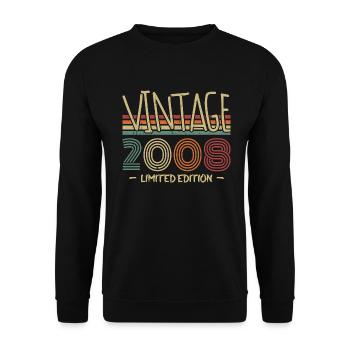 Jahrgang 2008 Retro 2008 Jubiläumsgeschenk - Unisex Pullover - Schwarz - Vorne - Alina (178cm) & Michal (187cm)