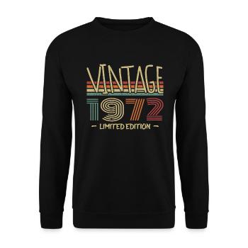Vintage 1972 Retro 1972 Anniversary Gift - Unisex Sweatshirt - black - Front - Alina (178cm) & Michal (187cm)