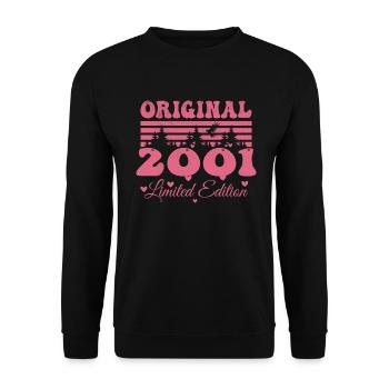 Cadeau 23e Anniversaire 2001 Femme | Né en 2001 - Sweat-shirt Unisexe - noir - Devant - Alina (178cm) & Michal (187cm)