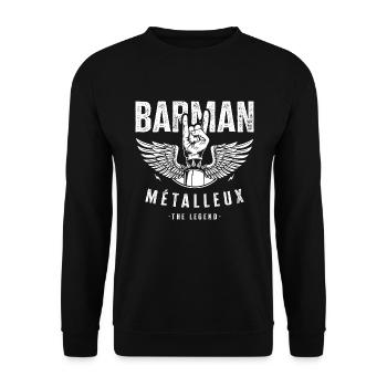 Barman métalleux cadeau drôle humour métal rock - Sweat-shirt Unisexe - noir - Devant - Alina (178cm) & Michal (187cm)