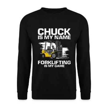 Warehouse workers for forklift drivers and forklifts - Unisex Sweatshirt - black - Front - Alina (178cm) & Michal (187cm)
