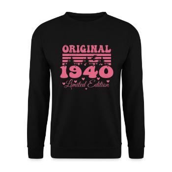 Cadeau 84e Anniversaire 1940 Femme | Né en 1940 - Sweat-shirt Unisexe - noir - Devant - Alina (178cm) & Michal (187cm)
