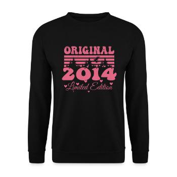 Geschenk zum 10-jährigen Jubiläum 2014 Damen | Jahrgang 2014 - Unisex Pullover - Schwarz - Vorne - Alina (178cm) & Michal (187cm)