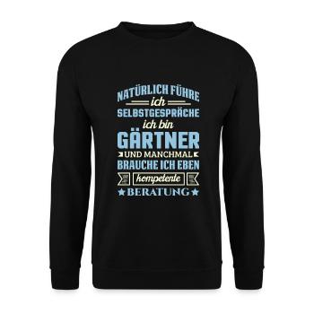 Gärtner Gärtnerei Gartenbau Spruch Gartenbauer - Unisex Pullover - Schwarz - Vorne - Alina (178cm) & Michal (187cm)