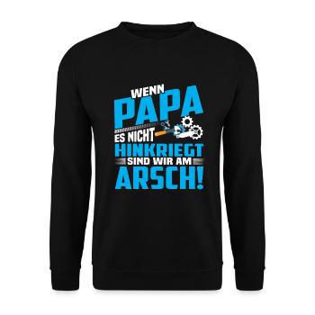 Papa Handwerker - Unisex Pullover - Schwarz - Vorne - Alina (178cm) & Michal (187cm)