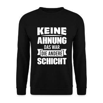 Arbeit Schicht - Unisex Pullover - Schwarz - Vorne - Alina (178cm) & Michal (187cm)