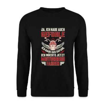 Motorradfahrer - Unisex Pullover - Schwarz - Vorne - Alina (178cm) & Michal (187cm)