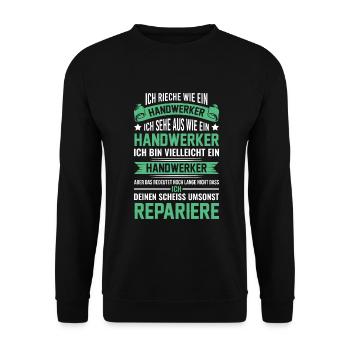 Handwerker Geschenk - Unisex Pullover - Schwarz - Vorne - Alina (178cm) & Michal (187cm)