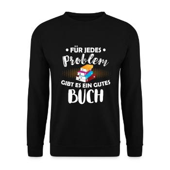Buch lesen Bücher Leseratte - Unisex Pullover - Schwarz - Vorne - Alina (178cm) & Michal (187cm)