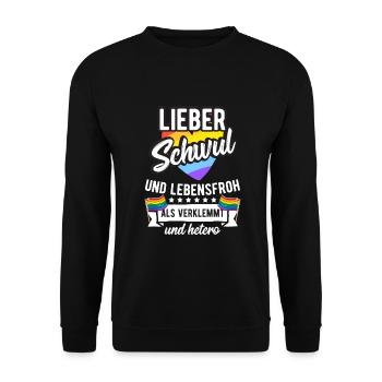Gay LGBT gay saying - Unisex Sweatshirt - black - Front - Alina (178cm) & Michal (187cm)