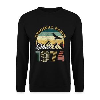 Vintage 1974 74 Birthday Retro Vintage Gift - Unisex Sweatshirt - black - Front - Alina (178cm) & Michal (187cm)