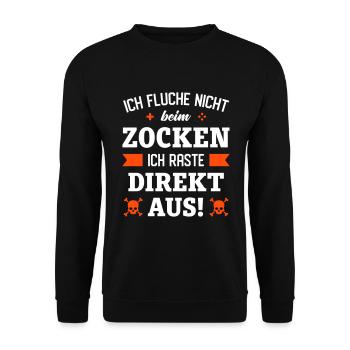 ICH FLUCHE NICHT - ICH RASTE AUS | ZOCKEN - Unisex Pullover - Schwarz - Vorne - Alina (178cm) & Michal (187cm)