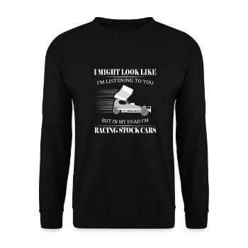 J'ai peut-être l'air d'écouter mais je cours - Sweat-shirt Unisexe - noir - Devant - Alina (178cm) & Michal (187cm)