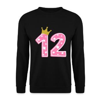 12 Krone 12. Geburtstag 12 Jahre - Unisex Pullover - Schwarz - Vorne - Alina (178cm) & Michal (187cm)
