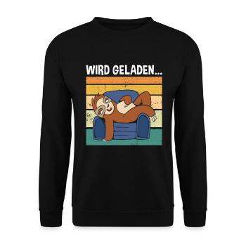 Wird Geladen... Süßes Faultier - Unisex Pullover - Schwarz - Vorne - Alina (178cm) & Michal (187cm)