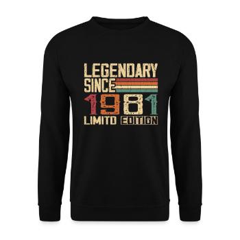 Original 1981 Vintage Geburtstagsgeschenk 1981 - Unisex Pullover - Schwarz - Vorne - Alina (178cm) & Michal (187cm)