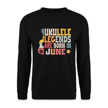 uke legends are born in june - Unisex Pullover - Schwarz - Vorne - Alina (178cm) & Michal (187cm)