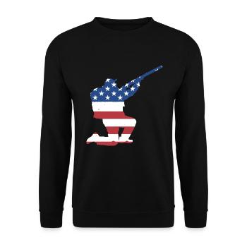Hunter Us Flag Hunting - Unisex Sweatshirt - black - Front - Alina (178cm) & Michal (187cm)