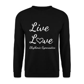 Gymnast Live Love Rhythmic Gymnastics - Unisex Pullover - Schwarz - Vorne - Alina (178cm) & Michal (187cm)