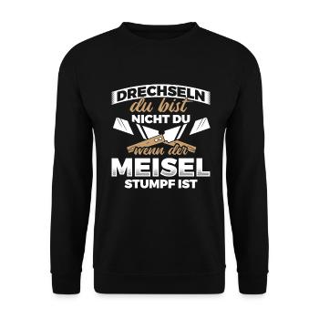 Drechseln Drehen Drechsler - Unisex Pullover - Schwarz - Vorne - Alina (178cm) & Michal (187cm)