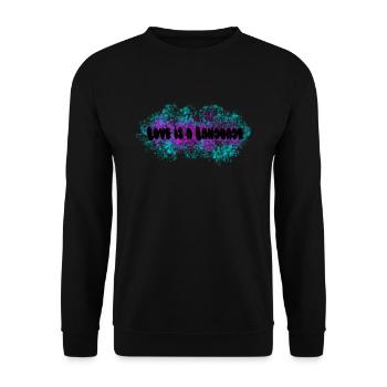 Love is a Language - Unisex Pullover - Schwarz - Vorne - Alina (178cm) & Michal (187cm)