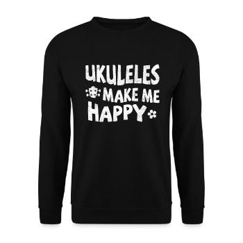 Ukuleles make me happy - Unisex Sweatshirt - black - Front - Alina (178cm) & Michal (187cm)