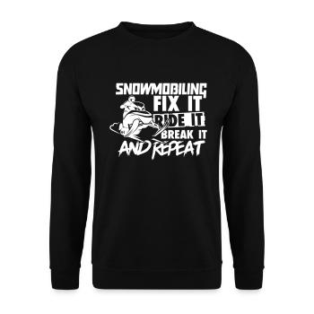 Snowmobiling Fix Ride Break it and Repeat - Unisex Pullover - Schwarz - Vorne - Alina (178cm) & Michal (187cm)