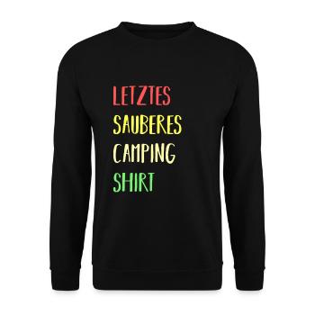 Letztes sauberes Camping Shirt - Unisex Pullover - Schwarz - Vorne - Alina (178cm) & Michal (187cm)